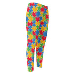 Autism Awareness Jigsaw Pattern Print Men's Compression Pants