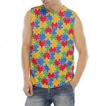 Autism Awareness Jigsaw Pattern Print Men's Fitness Tank Top