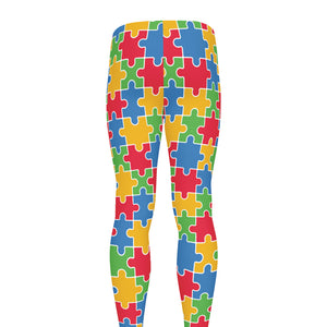 Autism Awareness Jigsaw Pattern Print Men's leggings