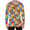 Autism Awareness Jigsaw Pattern Print Men's Long Sleeve T-Shirt