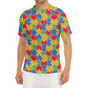 Autism Awareness Jigsaw Pattern Print Men's Short Sleeve Rash Guard