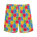 Autism Awareness Jigsaw Pattern Print Men's Athletic Shorts