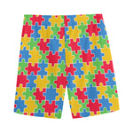 Autism Awareness Jigsaw Pattern Print Men's Sports Shorts