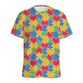 Autism Awareness Jigsaw Pattern Print Men's Athletic T-Shirt