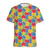 Autism Awareness Jigsaw Pattern Print Men's Sports T-Shirt