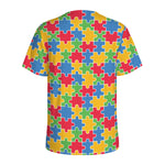 Autism Awareness Jigsaw Pattern Print Men's Sports T-Shirt