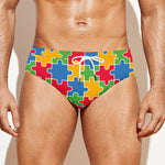 Autism Awareness Jigsaw Pattern Print Men's Swim Briefs