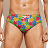 Autism Awareness Jigsaw Pattern Print Men's Swim Briefs