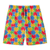 Autism Awareness Jigsaw Pattern Print Men's Swim Trunks