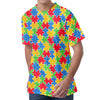 Autism Awareness Jigsaw Pattern Print Men's Velvet T-Shirt