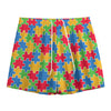 Autism Awareness Jigsaw Pattern Print Mesh Shorts