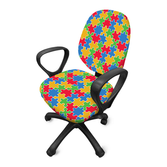 Autism Awareness Jigsaw Pattern Print Office Chair Cover
