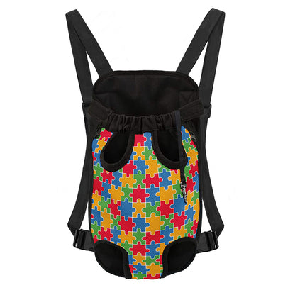 Autism Awareness Jigsaw Pattern Print Pet Carrier Backpack