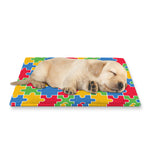 Autism Awareness Jigsaw Pattern Print Pet Cooling Mat Cover