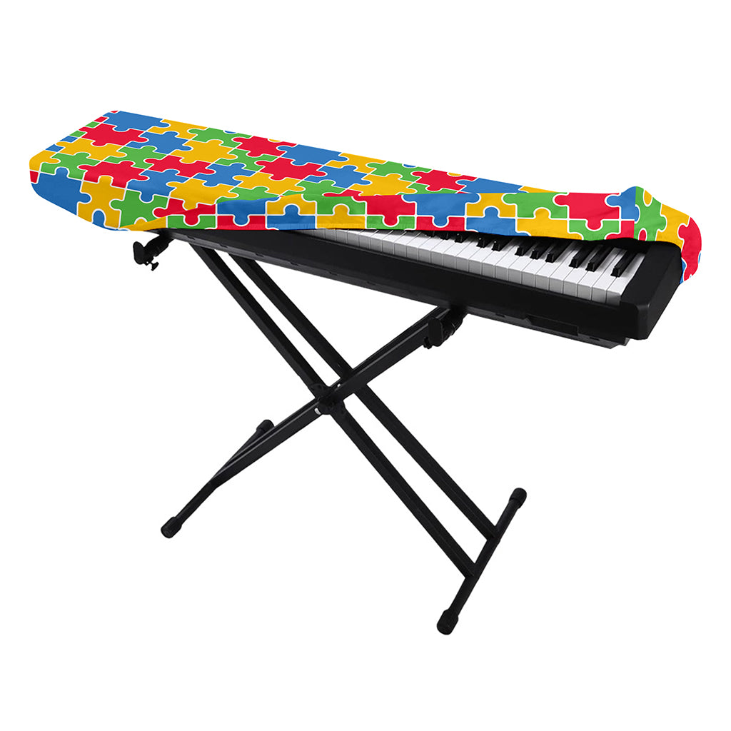 Autism Awareness Jigsaw Pattern Print Piano Keyboard Cover