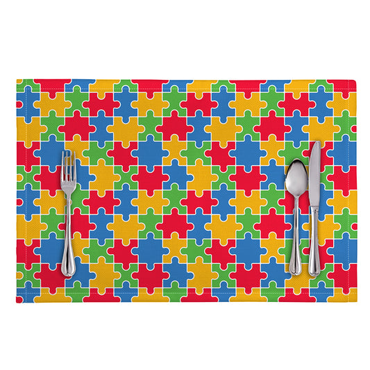 Autism Awareness Jigsaw Pattern Print Placemat