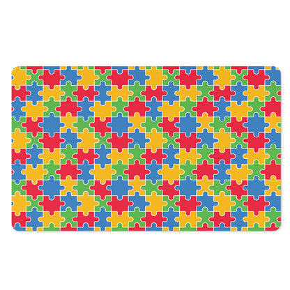 Autism Awareness Jigsaw Pattern Print Polyester Doormat