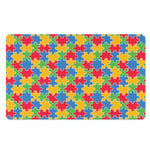 Autism Awareness Jigsaw Pattern Print Polyester Doormat