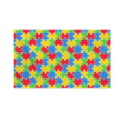 Autism Awareness Jigsaw Pattern Print Polyester Flag