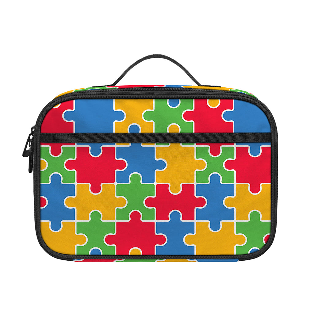 Autism Awareness Jigsaw Pattern Print Portable Lunch Bag