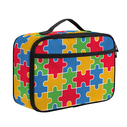 Autism Awareness Jigsaw Pattern Print Portable Lunch Bag