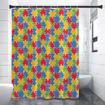 Autism Awareness Jigsaw Pattern Print Premium Shower Curtain