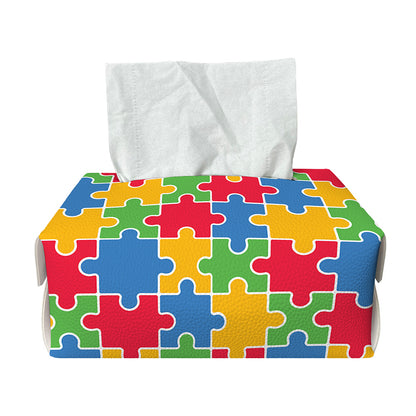Autism Awareness Jigsaw Pattern Print Rectangle Tissue Box Cover
