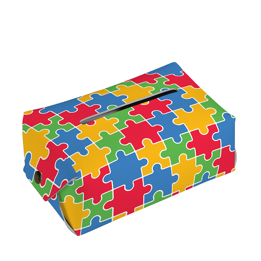 Autism Awareness Jigsaw Pattern Print Rectangle Tissue Box Cover