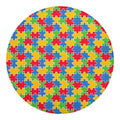 Autism Awareness Jigsaw Pattern Print Round Blanket