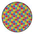 Autism Awareness Jigsaw Pattern Print Round Floor Mat