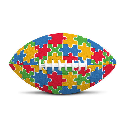 Autism Awareness Jigsaw Pattern Print Rugby Ball