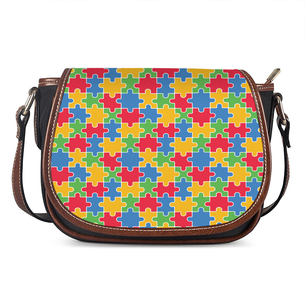 Autism Awareness Jigsaw Pattern Print Saddle Bag