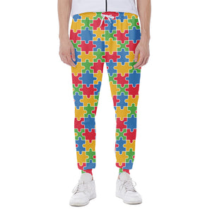 Autism Awareness Jigsaw Pattern Print Scuba Joggers