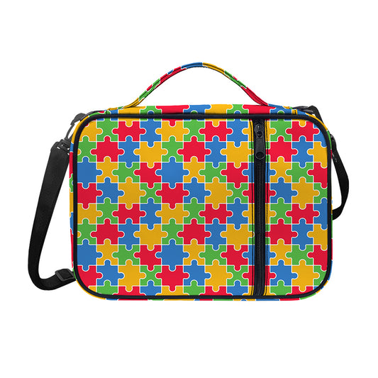 Autism Awareness Jigsaw Pattern Print Shoulder Strap Bible Bag