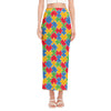 Autism Awareness Jigsaw Pattern Print Side Slit Maxi Skirt