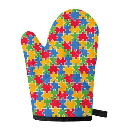 Autism Awareness Jigsaw Pattern Print Single Oven Mitt