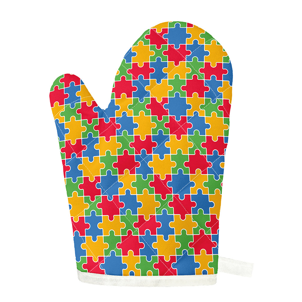 Autism Awareness Jigsaw Pattern Print Single Oven Mitt