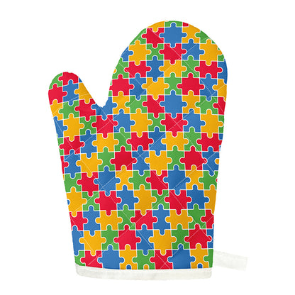 Autism Awareness Jigsaw Pattern Print Single Oven Mitt