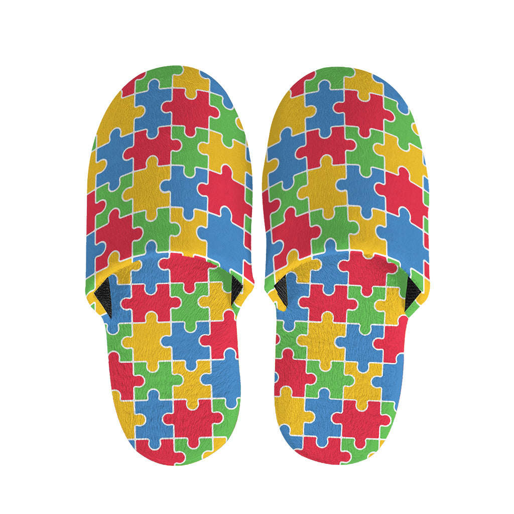 Autism Awareness Jigsaw Pattern Print Slippers