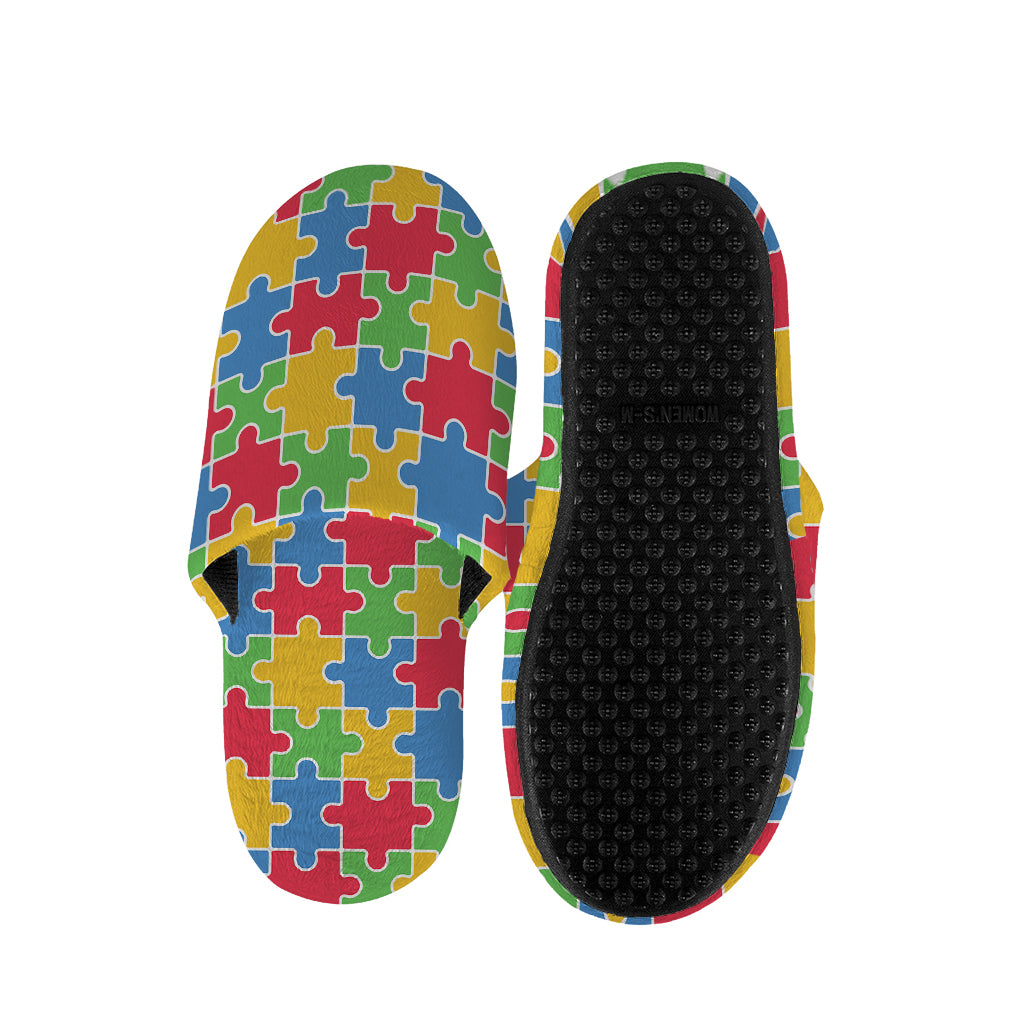 Autism Awareness Jigsaw Pattern Print Slippers