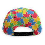 Autism Awareness Jigsaw Pattern Print Snapback Cap