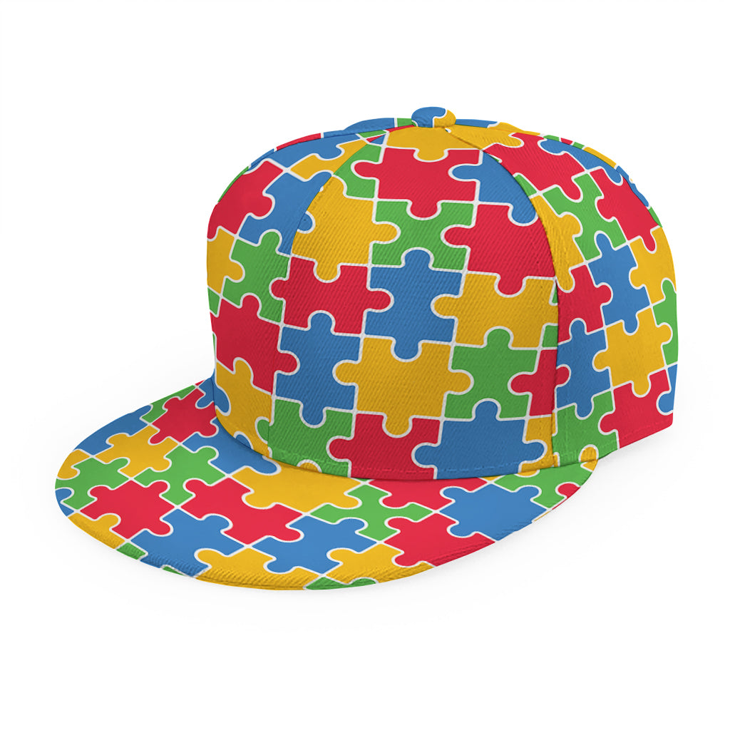 Autism Awareness Jigsaw Pattern Print Snapback Cap
