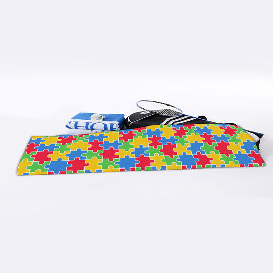 Autism Awareness Jigsaw Pattern Print Sports Towel