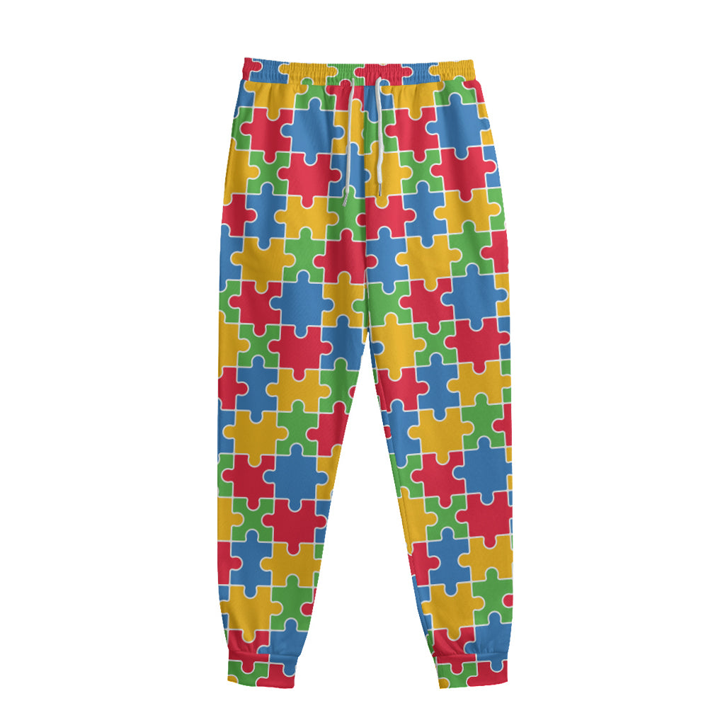 Autism Awareness Jigsaw Pattern Print Sweatpants