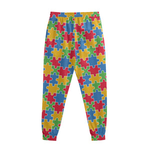 Autism Awareness Jigsaw Pattern Print Sweatpants