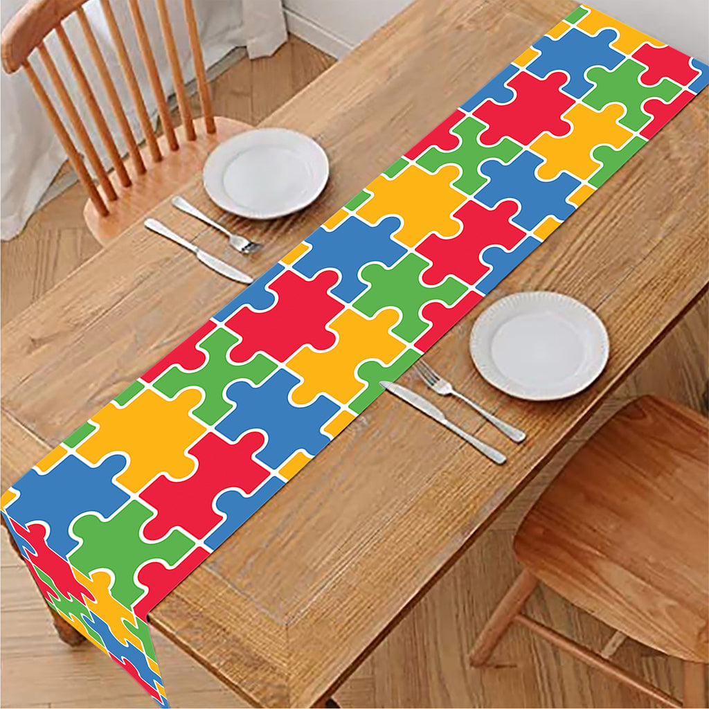 Autism Awareness Jigsaw Pattern Print Table Runner