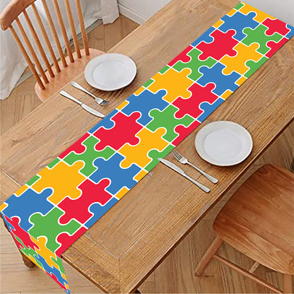 Autism Awareness Jigsaw Pattern Print Table Runner