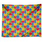 Autism Awareness Jigsaw Pattern Print Tapestry