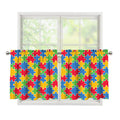 Autism Awareness Jigsaw Pattern Print Tier Curtains