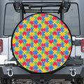 Autism Awareness Jigsaw Pattern Print Tire Cover